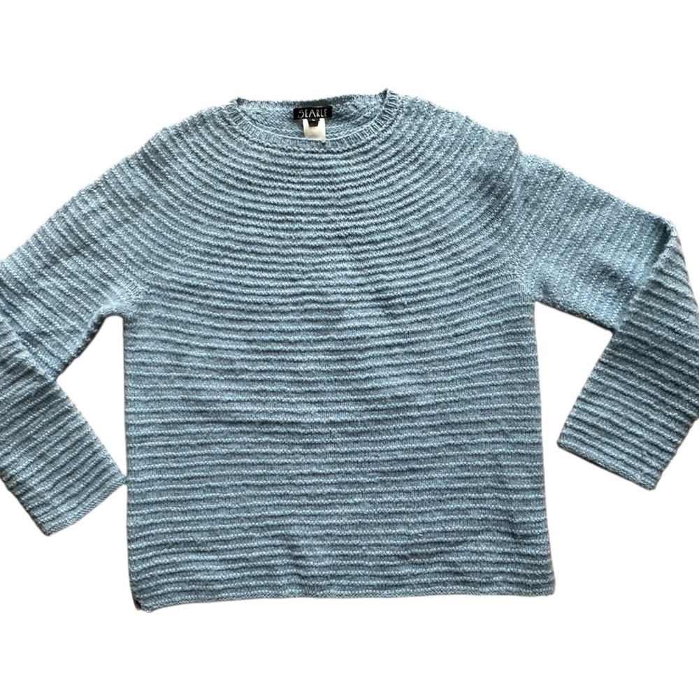 Vintage 100% Merino Wool Searle Scoop Neck Sweater - Powder Blue - L